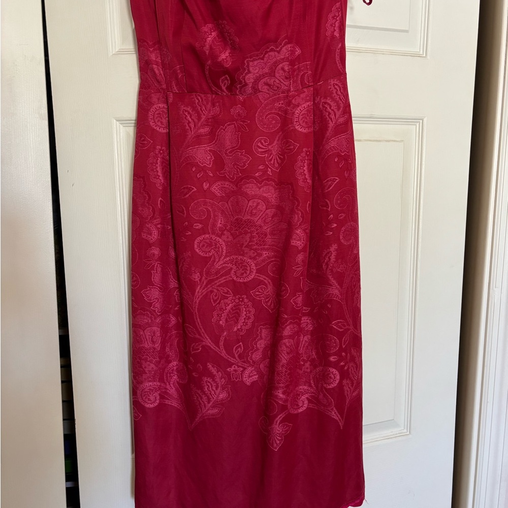 Nanette Lepore Fuchsia Jacquard strapless Midi Dress